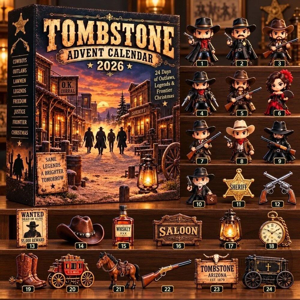 Tombstone Advent Calendar 2026 - 24 Days Western Movie Cowboy & Lawmen Collectibles Christmas Gift Box 3 Tombstone Advent Calendar 2026 - 24 Days Western Movie Cowboy & Lawmen Collectibles Christmas Gift Box