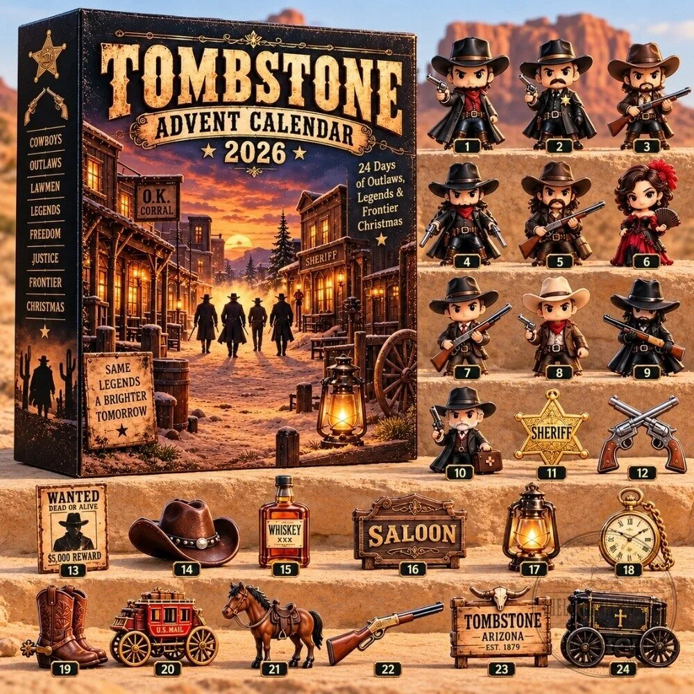 Tombstone Advent Calendar 2026 - 24 Days Western Movie Cowboy & Lawmen Collectibles Christmas Gift Box 4 Tombstone Advent Calendar 2026 - 24 Days Western Movie Cowboy & Lawmen Collectibles Christmas Gift Box