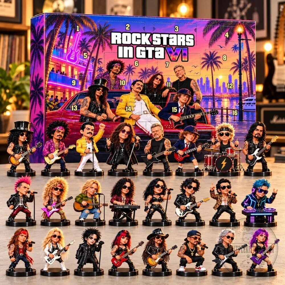 Rockstars in GTA 6 Advent Calendar 2026 - 24 Days Rock Music Legends Christmas Gift Box