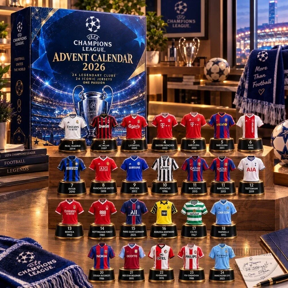UEFA Champions League Advent Calendar 2026 - 24 Iconic Jersey Shirt Christmas Countdown Box