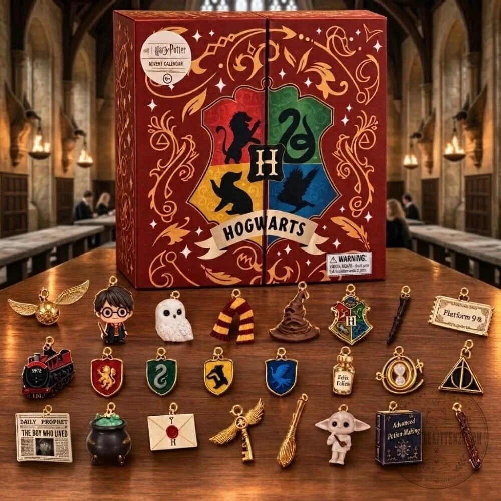 Harry Potter Advent Calendar 2026 - Hogwarts Crest House Crests Wizarding World Christmas Countdown Box