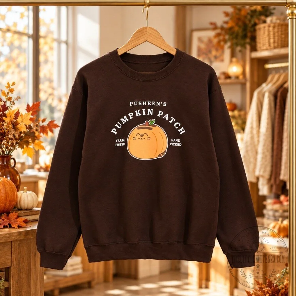 Pusheen Pumpkin Patch Sweatshirt 2026 - Cute Fall Autumn Cat Brown Crewneck Pullover 3 Pusheen Pumpkin Patch Sweatshirt 2026 - Cute Fall Autumn Cat Brown Crewneck Pullover
