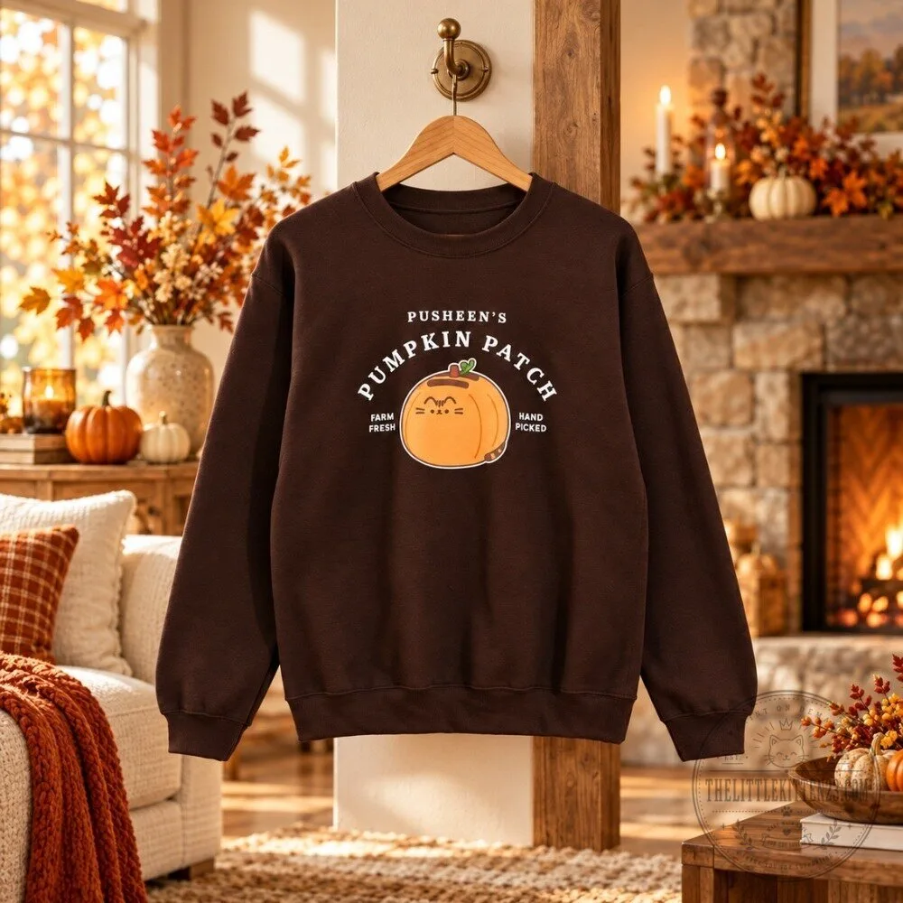 Pusheen Pumpkin Patch Sweatshirt 2026 - Cute Fall Autumn Cat Brown Crewneck Pullover 4 Pusheen Pumpkin Patch Sweatshirt 2026 - Cute Fall Autumn Cat Brown Crewneck Pullover