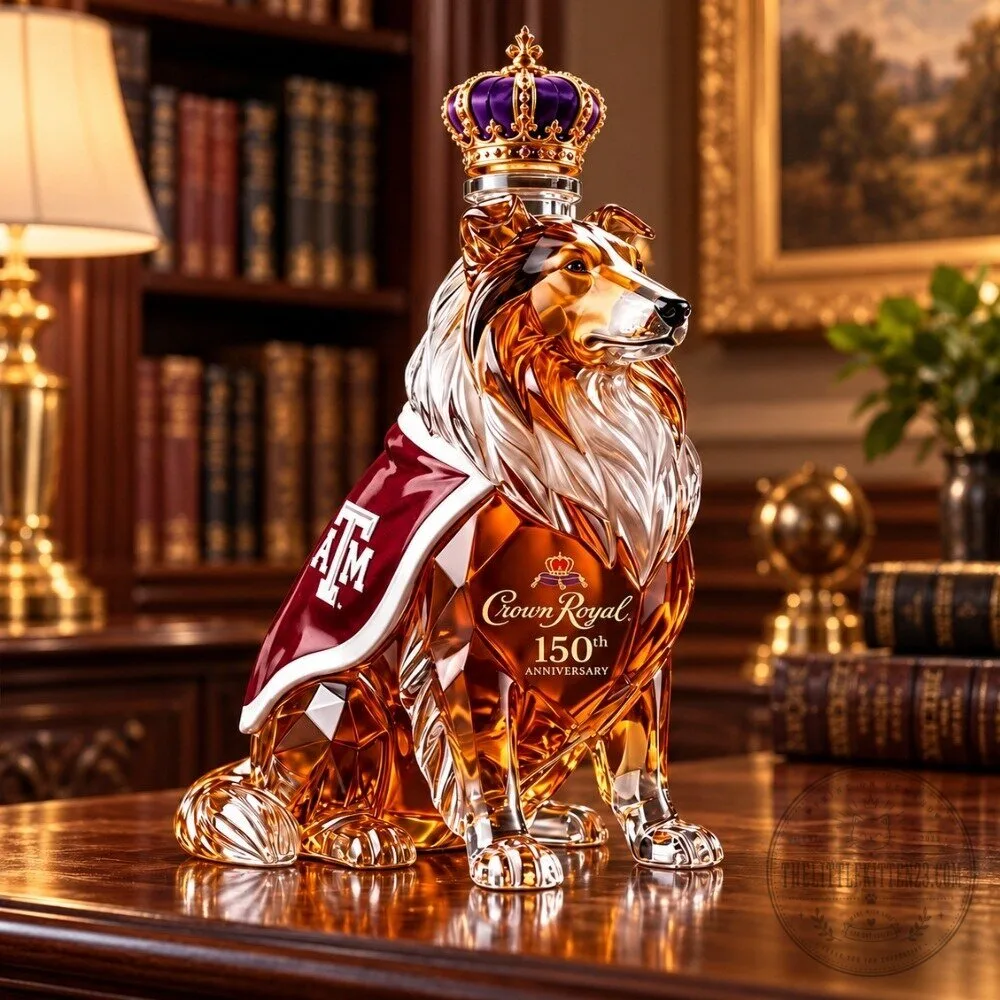 Texas A&M Reveille Crown Royal 150th Anniversary Reveille Dog Whiskey Decanter 2026 Limited Edition 5 Texas A&M Reveille Crown Royal 150th Anniversary Reveille Dog Whiskey Decanter 2026 Limited Edition