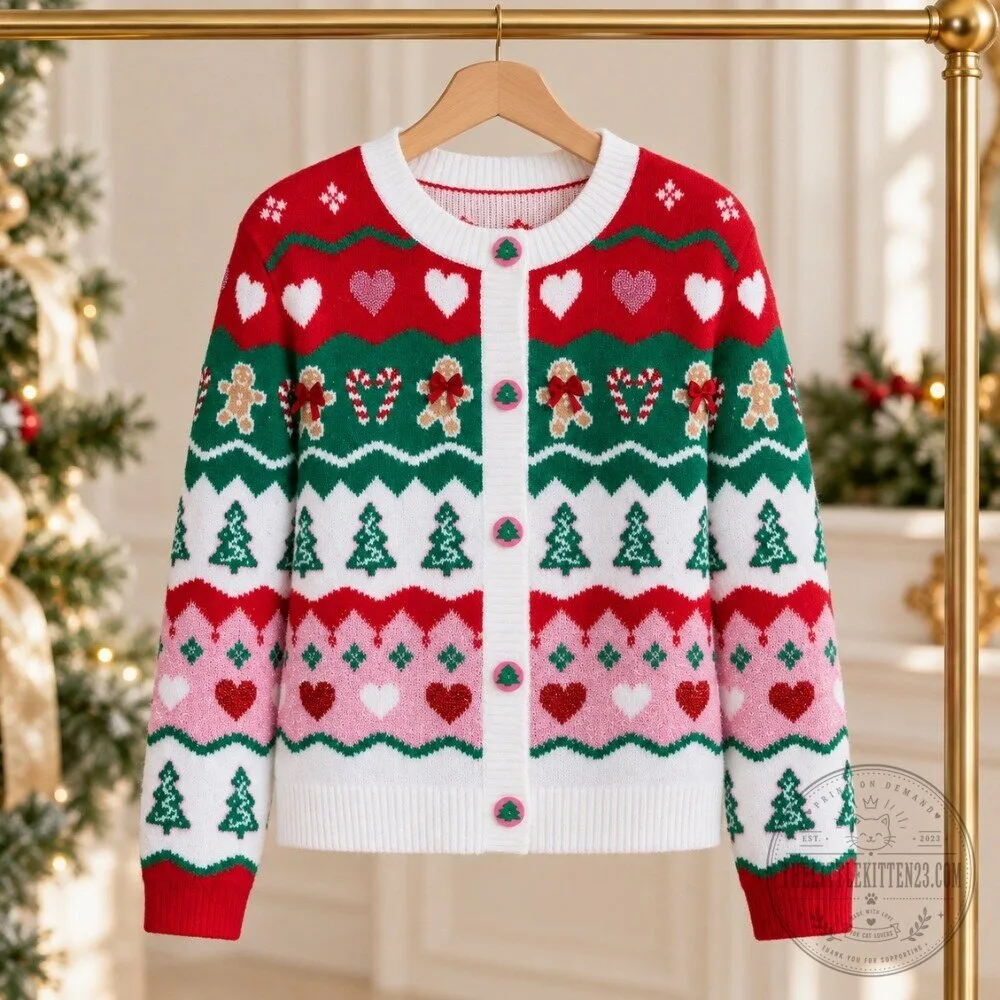 Christmas Gingerbread & Trees Cardigan 2026 Special 4 Christmas Gingerbread & Trees Cardigan 2026 Special